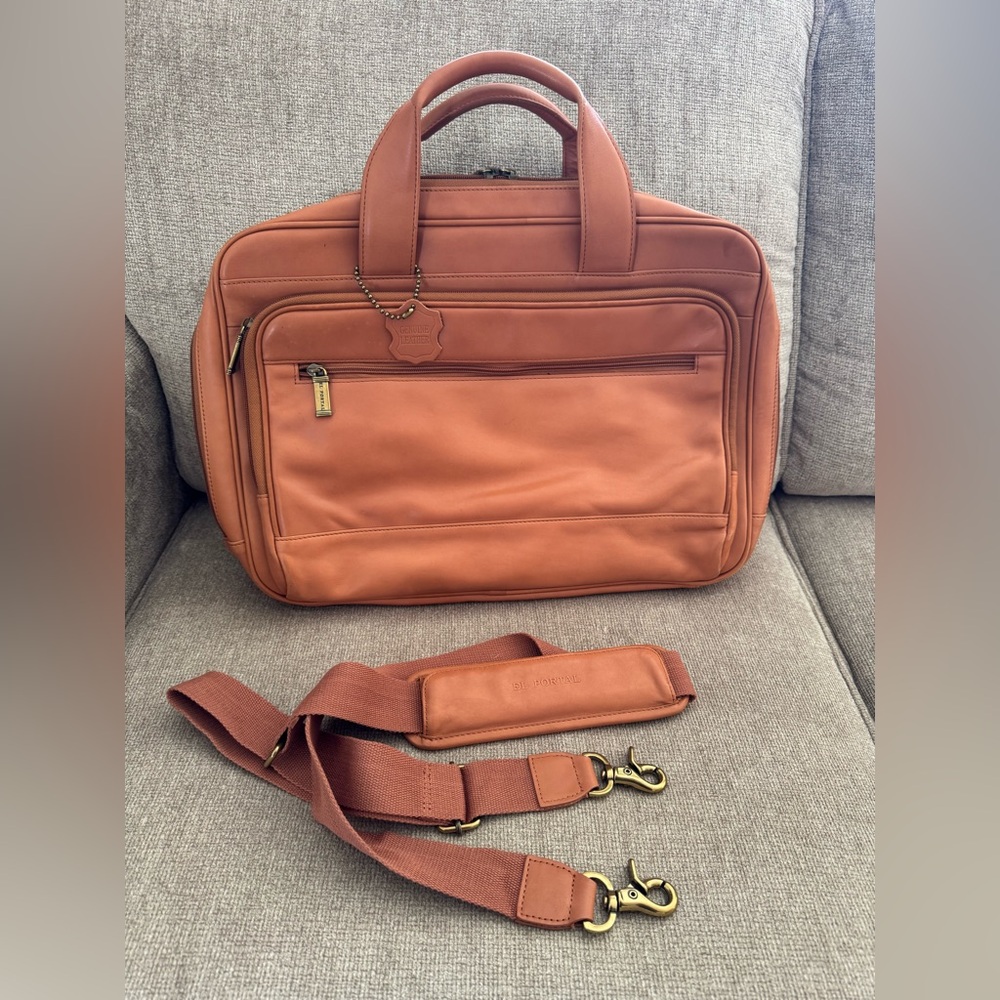 Vintage style genuine leather briefcase for men